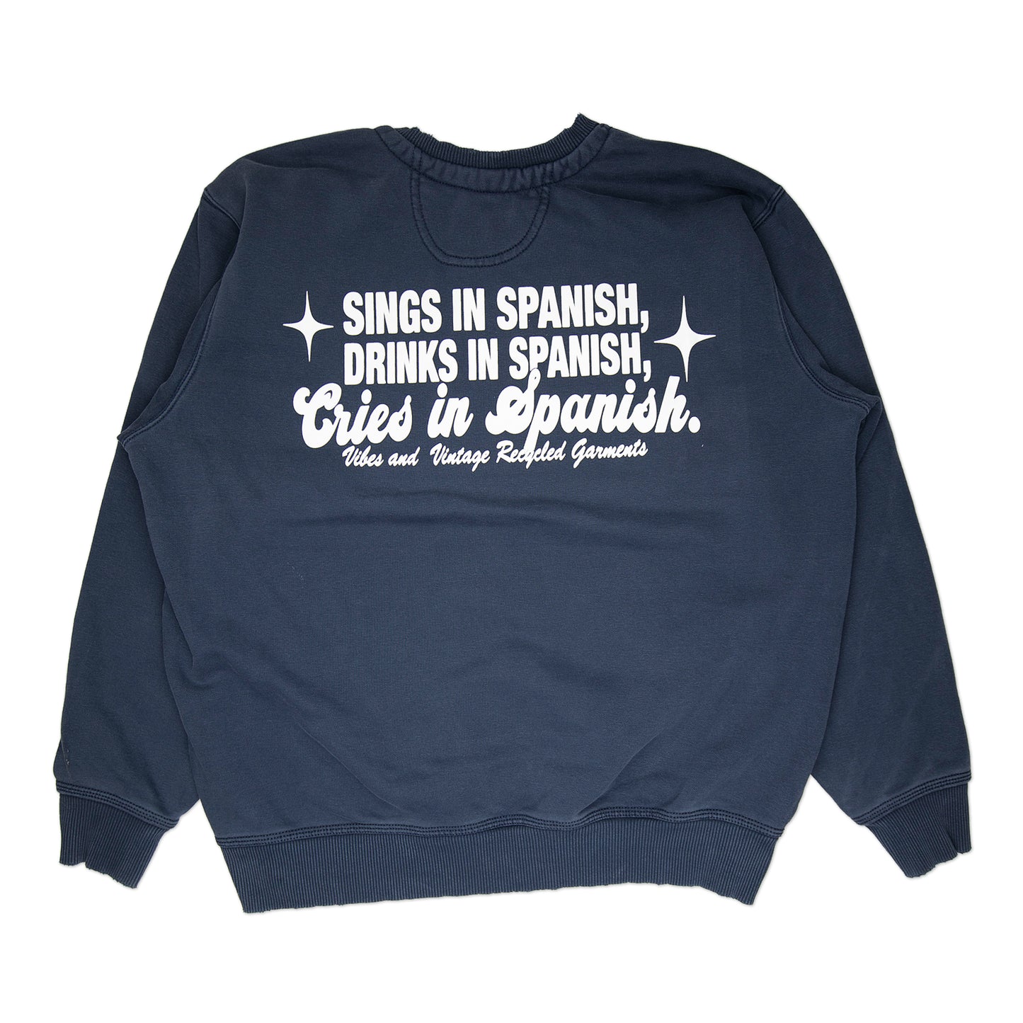 Navy Blue "Cries in Spanish" Crew (L)