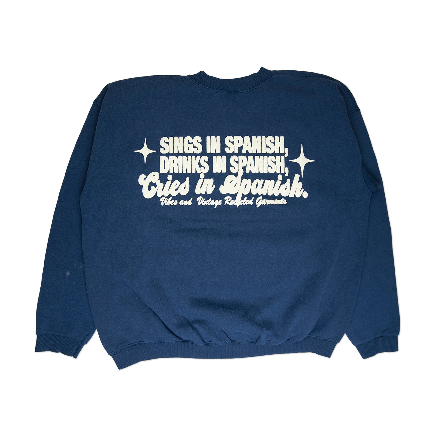 Navy Blue "Cries in Spanish" Crew (L)