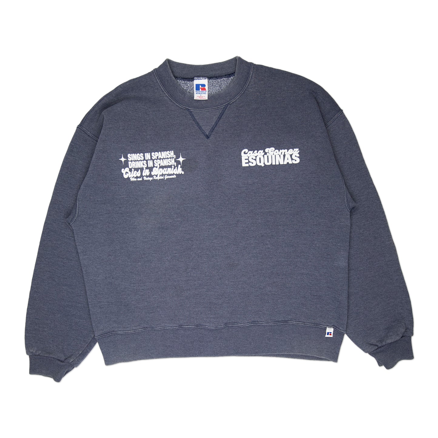 Gray / Navy Blue "Cries in Spanish" Crew (L)