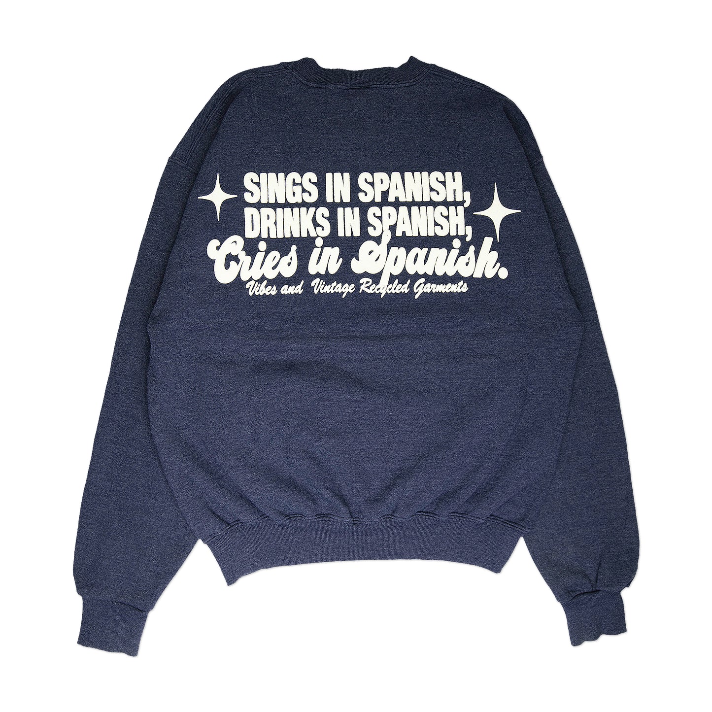 Navy Blue "Cries in Spanish" Crew (M)