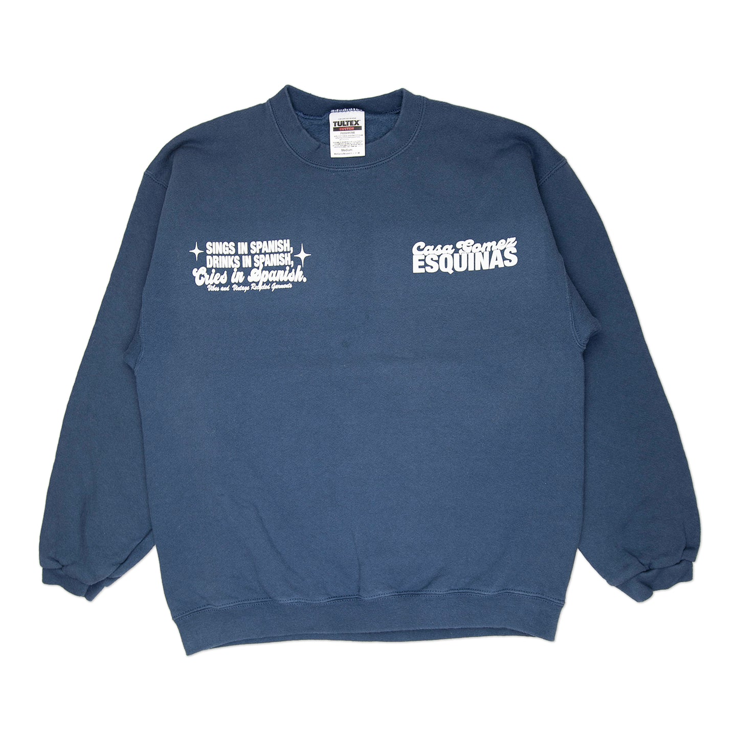 Navy Blue "Cries in Spanish" Crew (M)