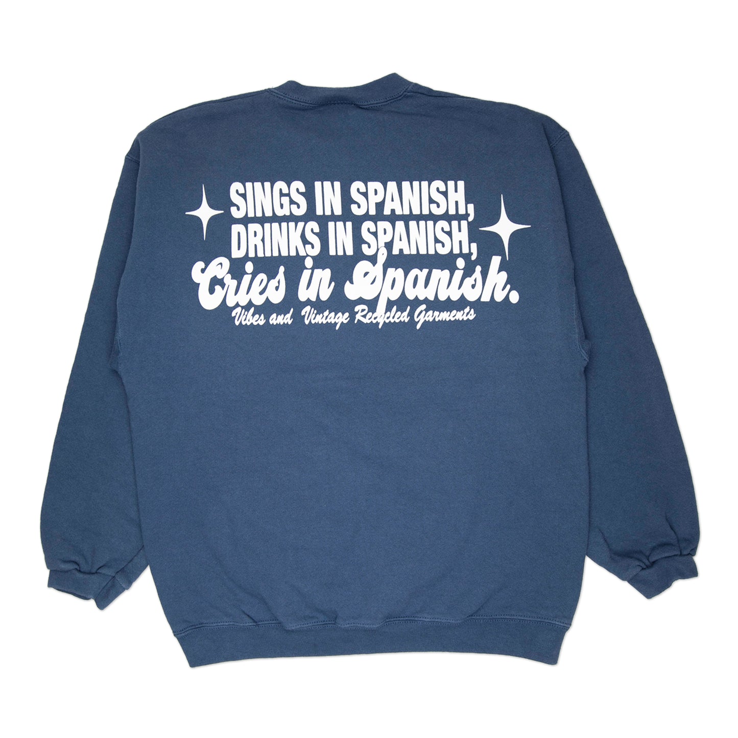Navy Blue "Cries in Spanish" Crew (M)