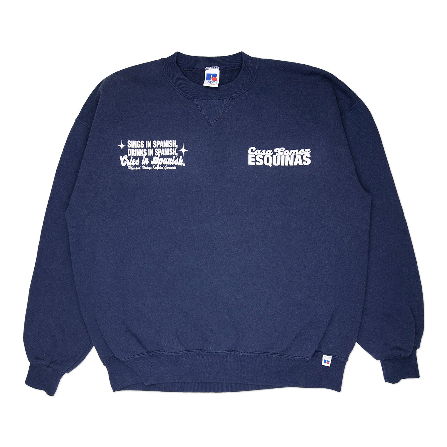 Navy Blue "Cries in Spanish" Crew (XXL)