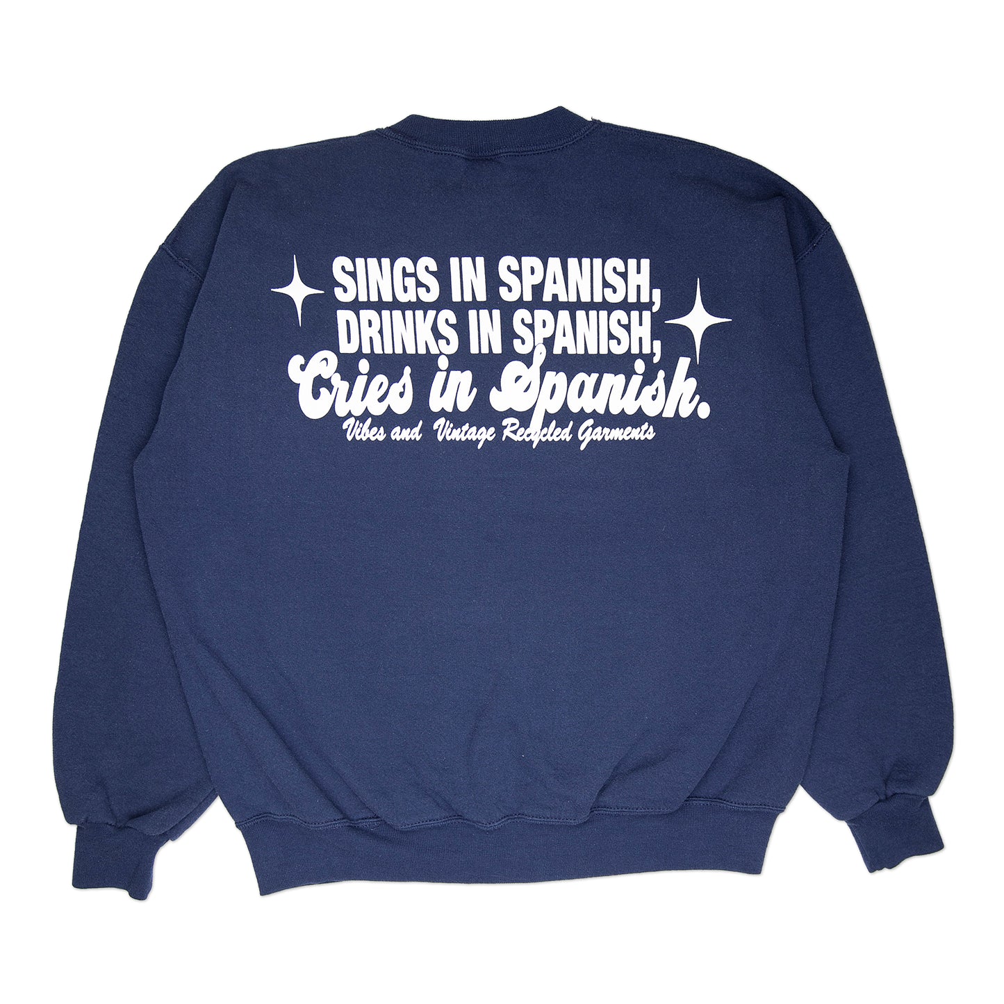 Navy Blue "Cries in Spanish" Crew (XXL)