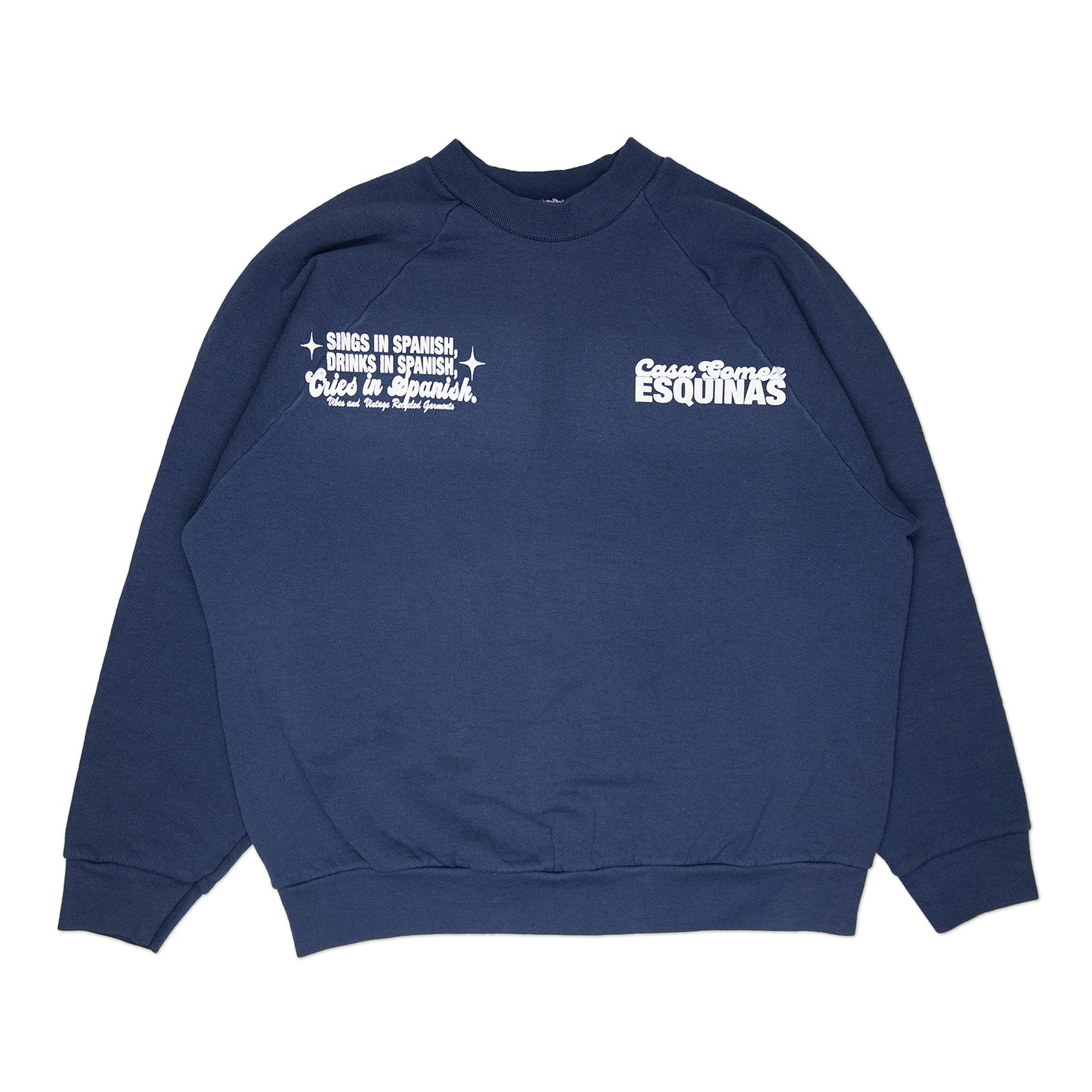 Navy Blue "Cries in Spanish" Crew (L)