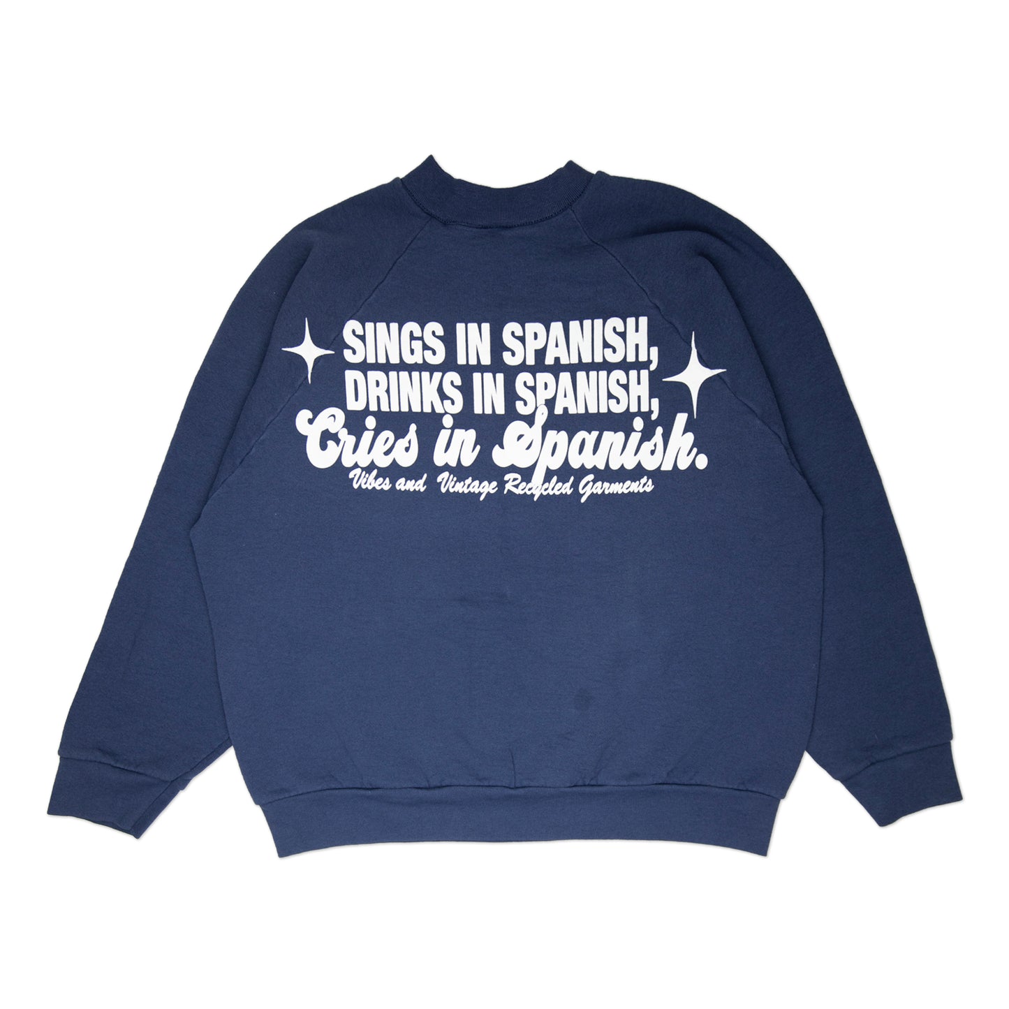 Navy Blue "Cries in Spanish" Crew (L)