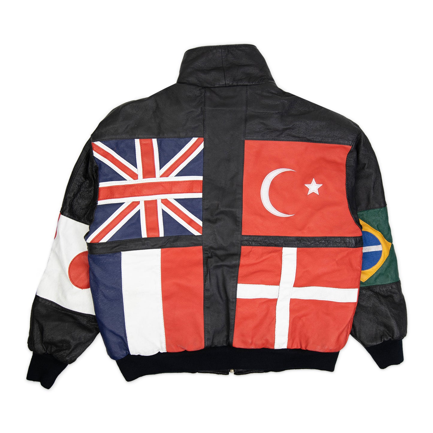 90's Leather Multi-Flag Jacket (XL)