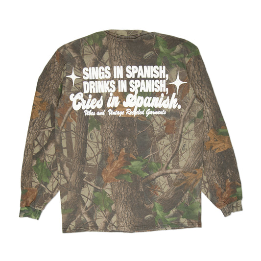 Camo "Cries in Spanish" Longsleeve (M)