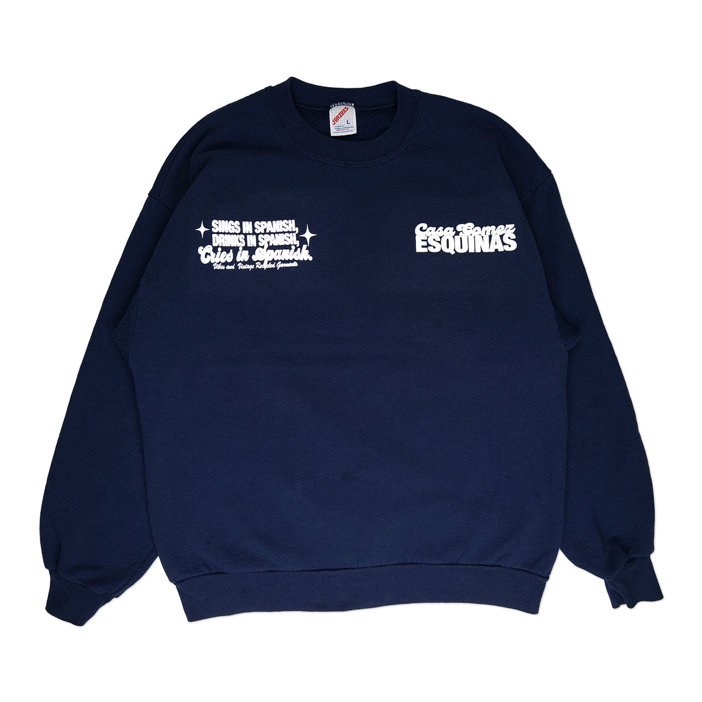 Navy Blue "Cries in Spanish" Crew (L)