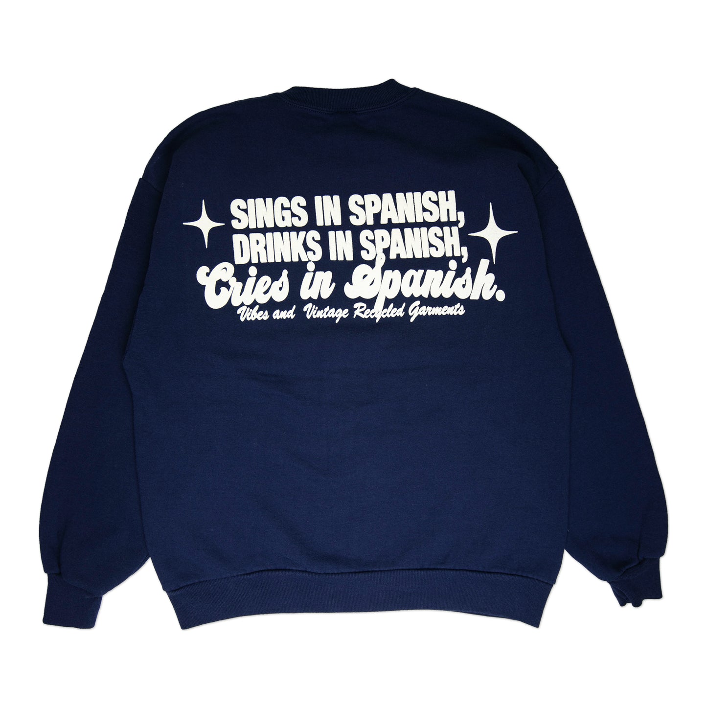 Navy Blue "Cries in Spanish" Crew (L)