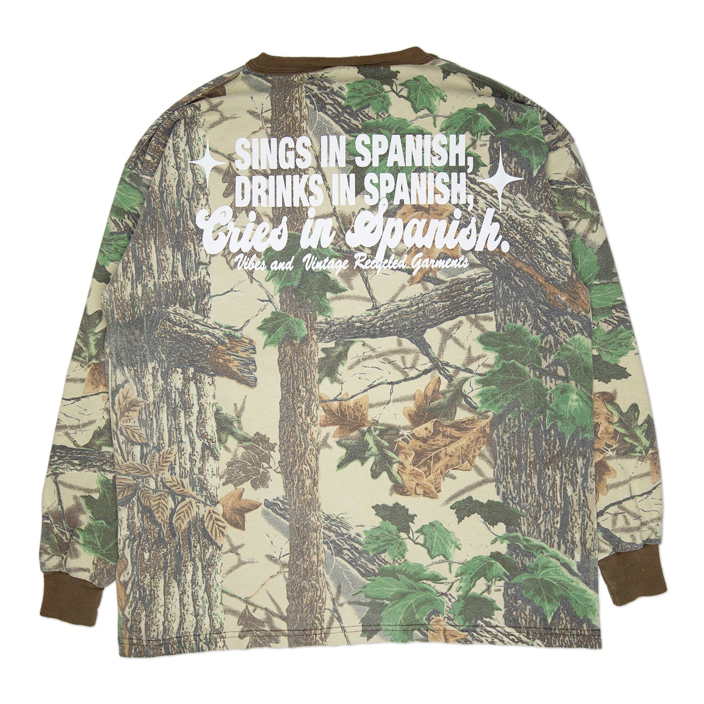 Camo "Cries in Spanish" Longsleeve (L)