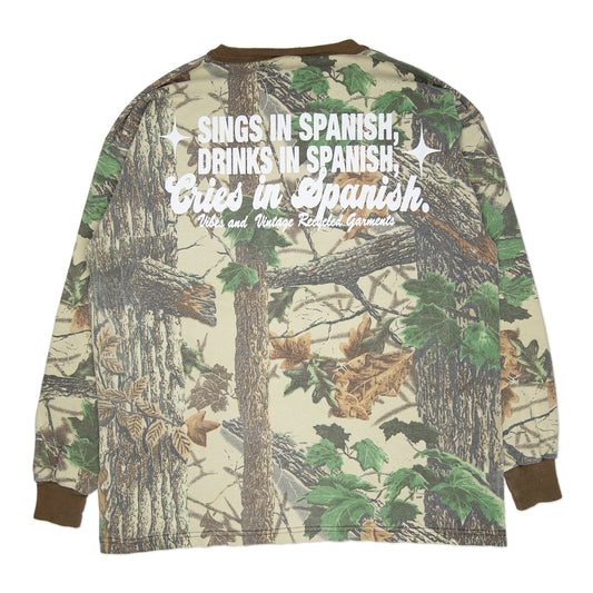 Camo "Cries in Spanish" Longsleeve (L)