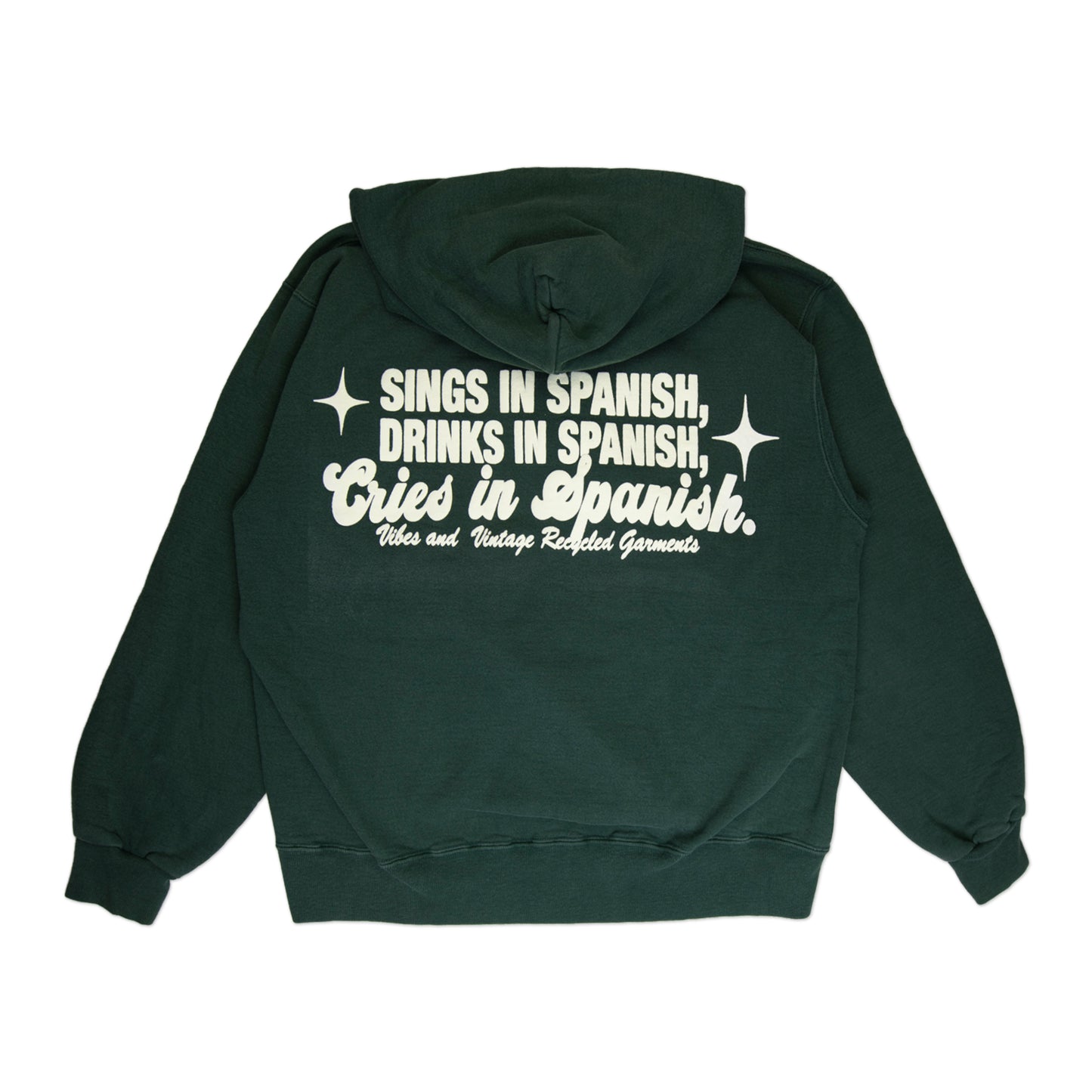 Forest Green "Cries in Spanish" Hoodie (M/L)