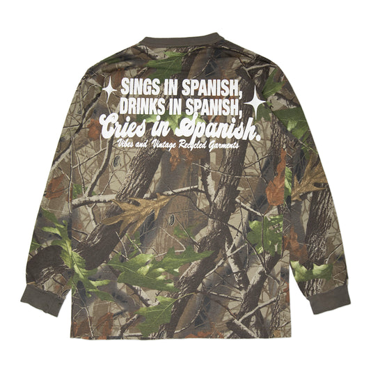 Camo "Cries in Spanish" Longsleeve (M)