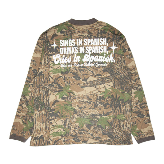 Camo "Cries in Spanish" Longsleeve (L)