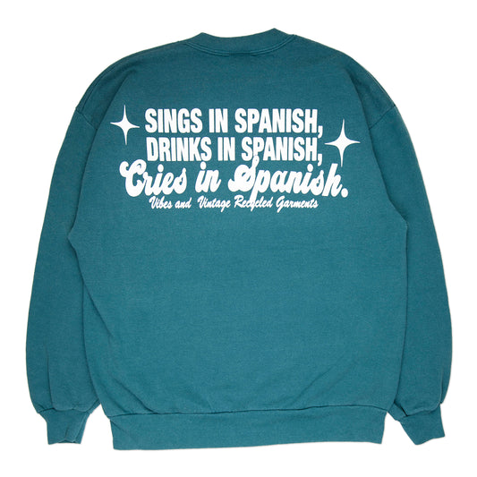 Teal "Cries in Spanish" Crew (L)