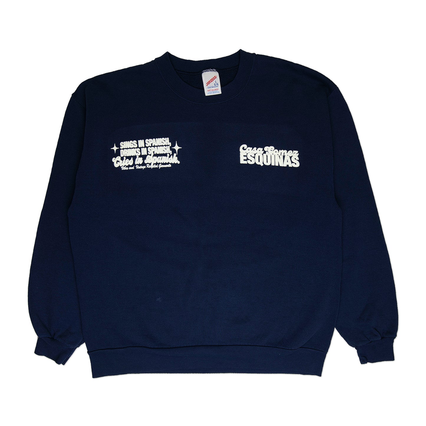 Navy Blue "Cries in Spanish" Crew (L)