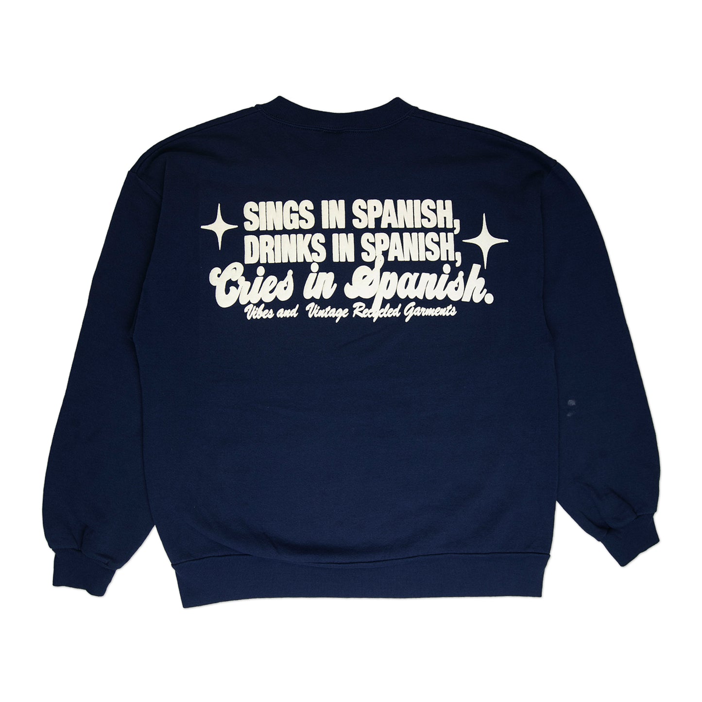 Navy Blue "Cries in Spanish" Crew (L)