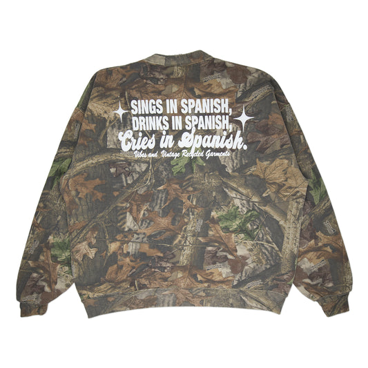 Camo "Cries in Spanish" Crew (XXL)