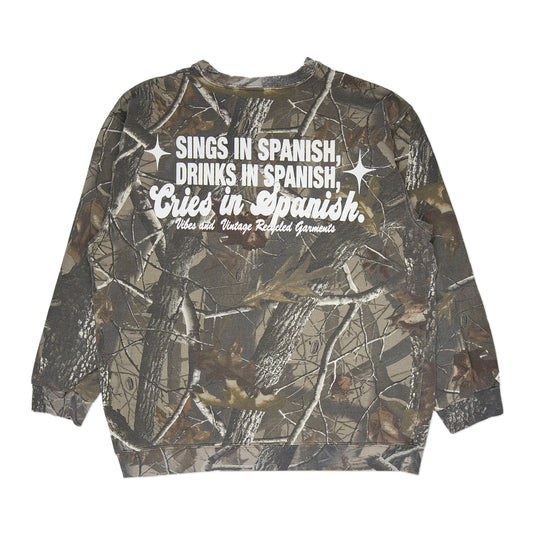 Camo "Cries in Spanish" Crew (XL)
