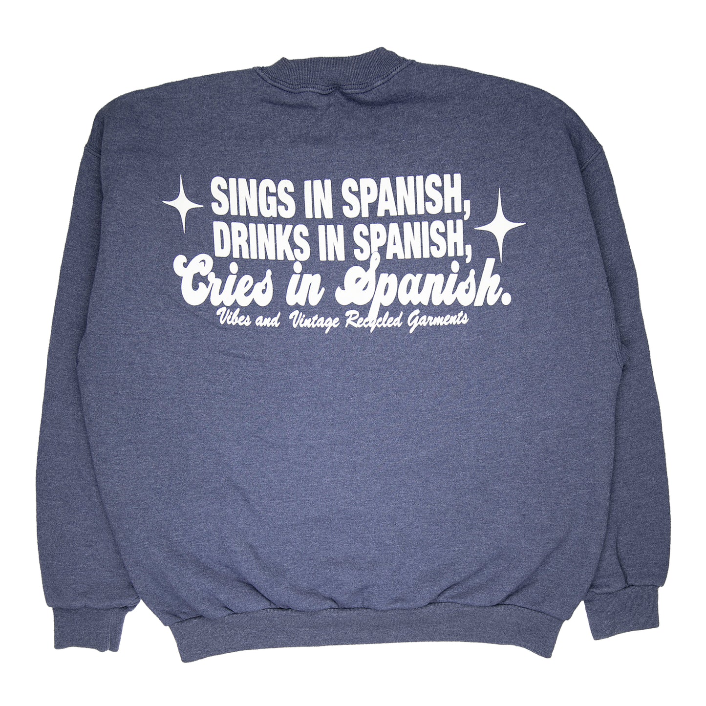 Gray / Navy Blue "Cries In Spanish" Crew (L)