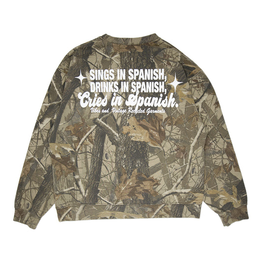 Camo "Cries in Spanish" Crew (L)