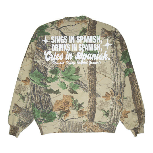 Camo "Cries in Spanish" Crew (M)