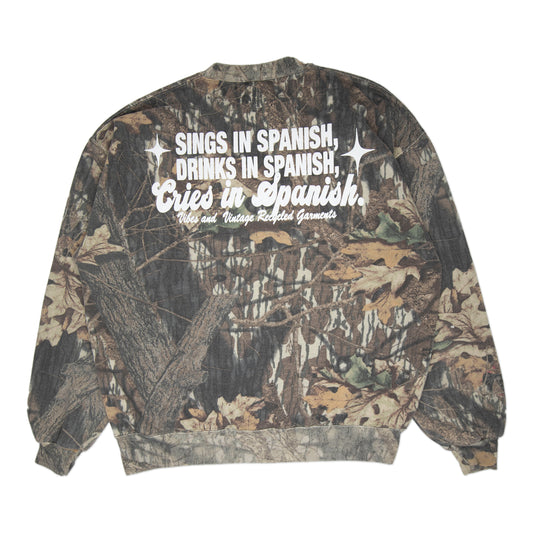 Camo "Cries in Spanish" Crew (XL)