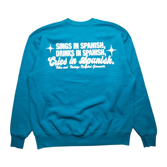 Turquoise Cries in Spanish Crew (XL)