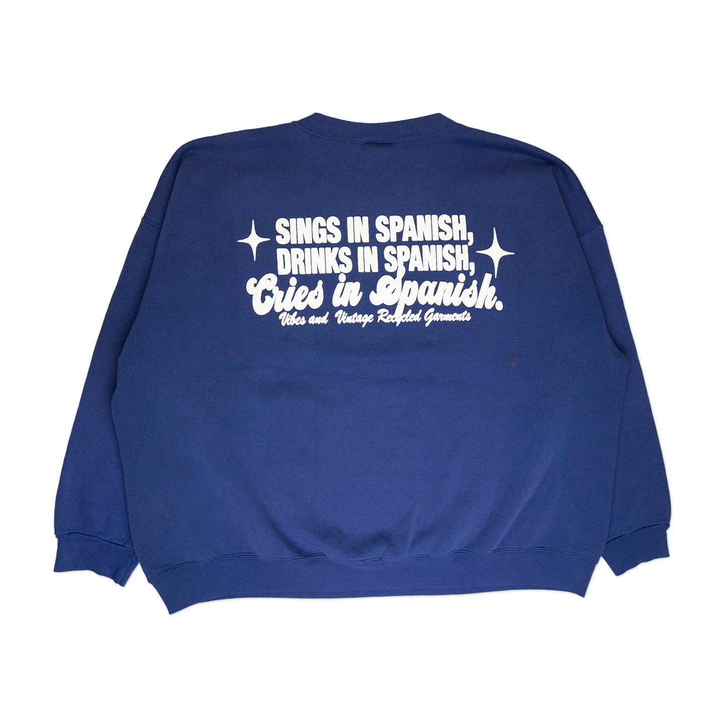 Navy Blue "Cries in Spanish" Crew (XXL)