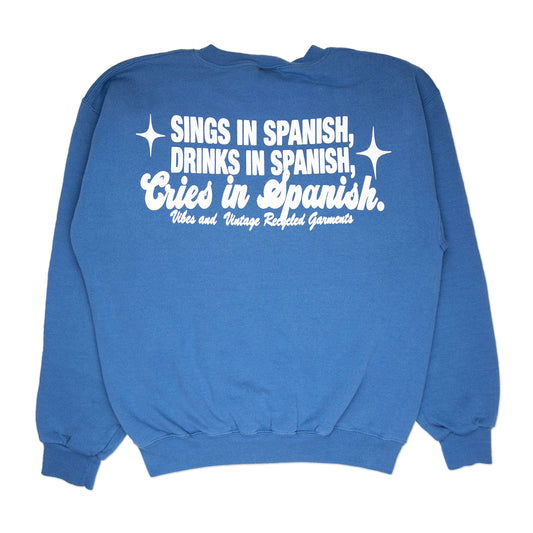 Blue "Cries in Spanish" Crew (M)