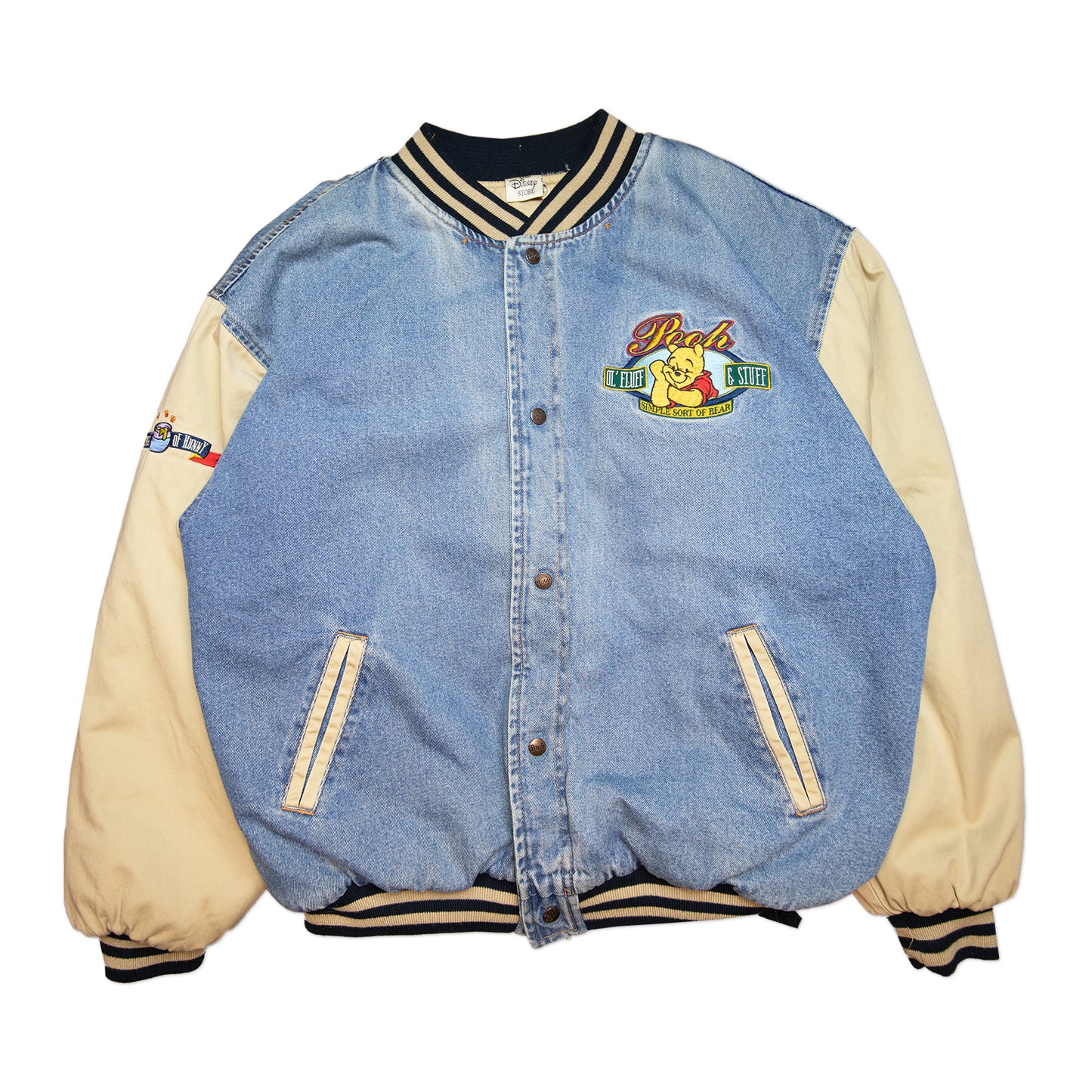 90's Pooh Varsity Denim Jacket (L/XL)