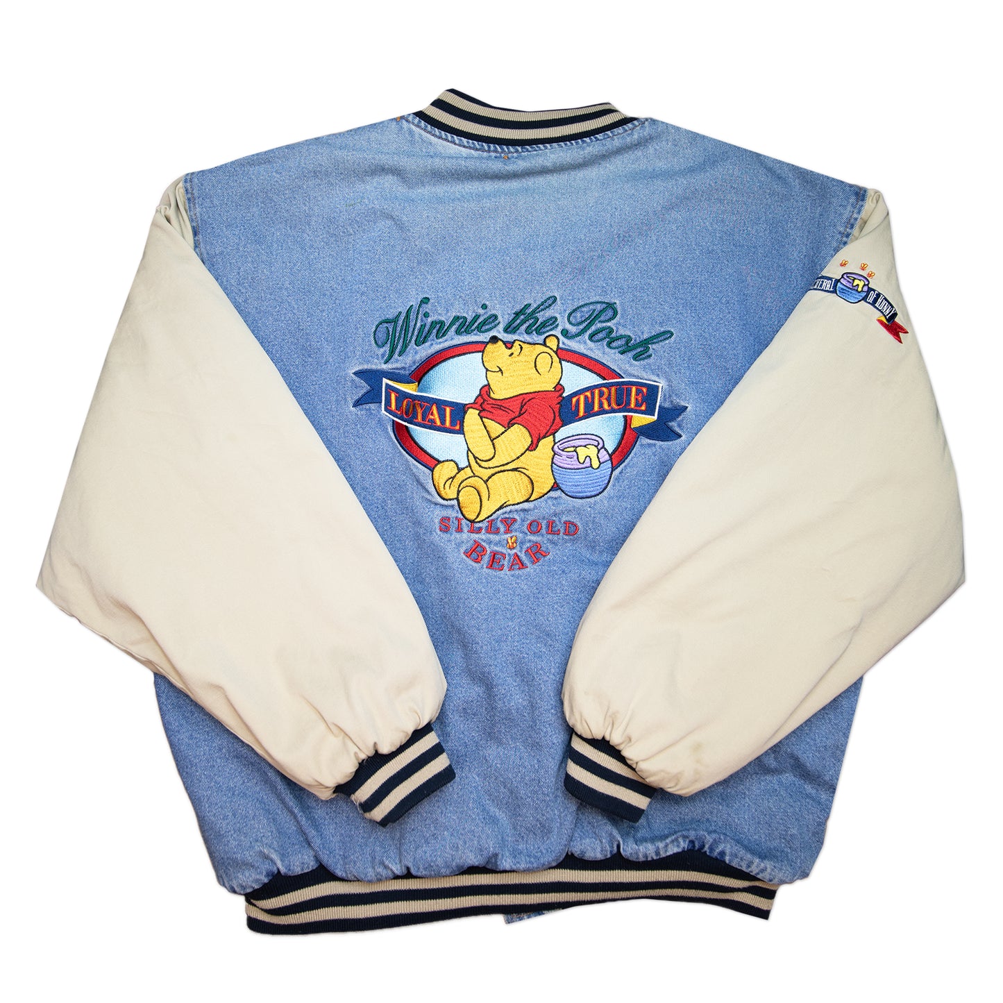 90's Pooh Varsity Denim Jacket (L/XL)