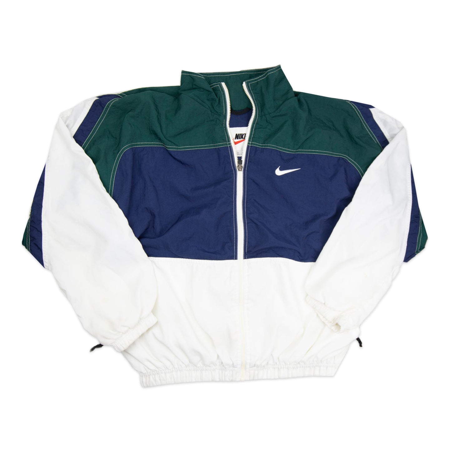 90's Nike Navy Blue/Green Zip-Up Windbreaker