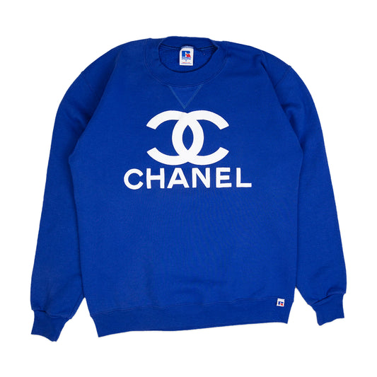 90's Blue Puffprint Chanel Crew (S)