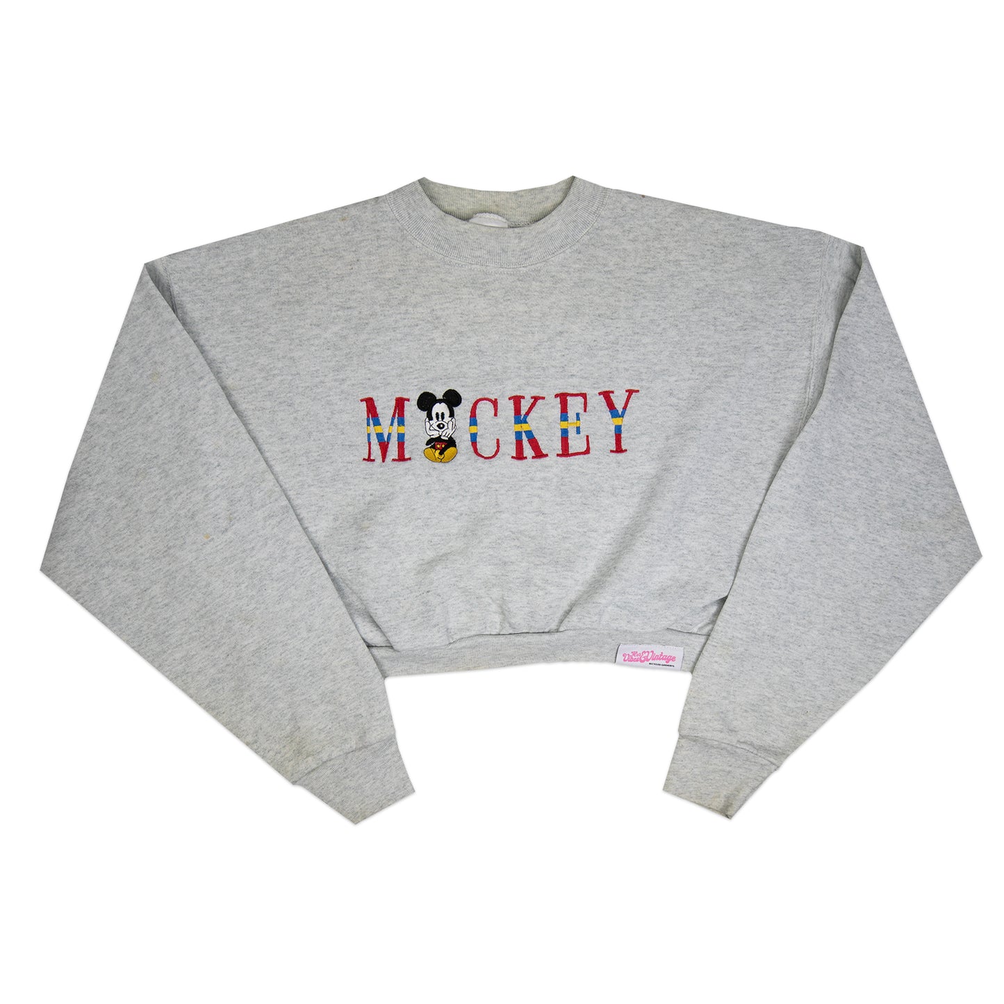 Cropped Embroidered Mickey Crew (M)